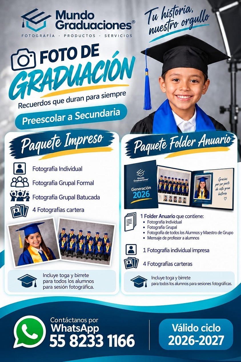 Paquetes fotográficos de graduación Preescolar · Primaria · Secundaria